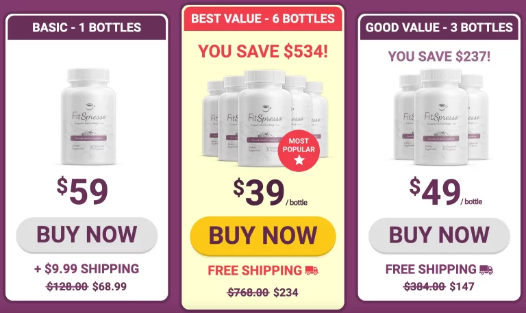 Fit Spresso kits - Choose from 1 bottle for $59, 3 bottles for $49 each (save $237), or 6 bottles for $39 each (save $534). Click to view more details and make your purchase.